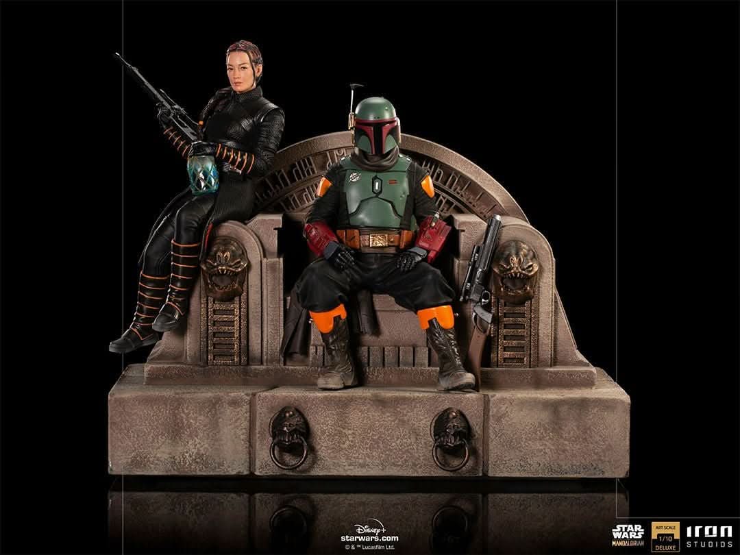 Statue Boba Fett und Fennec Shand auf Thron Deluxe - Star Wars: The Mandalorian - Art Scale 1/10
