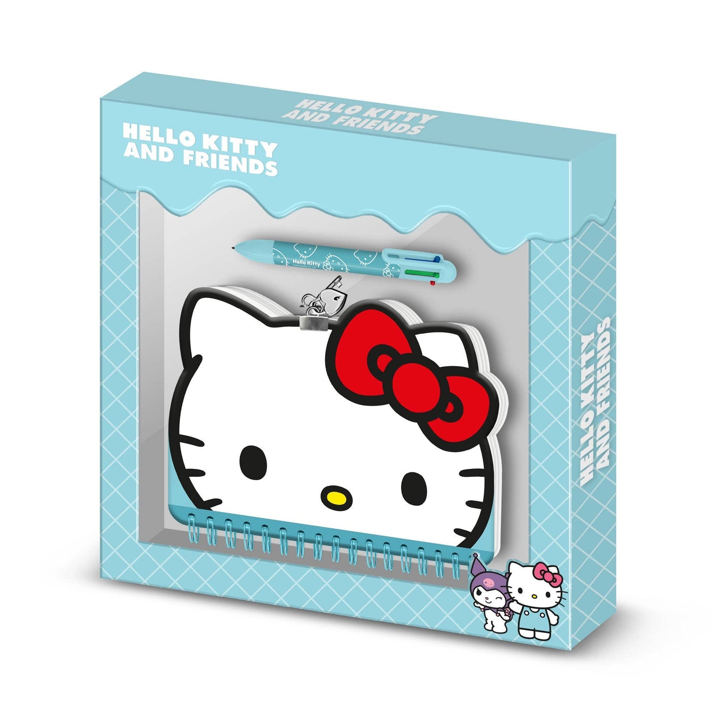 Pack de Journal Kawaii + Stylo 6 Couleurs Hello Kitty Visage