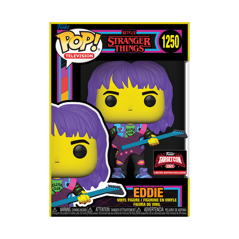 Funko Pop! Eddie Hellfire Club avec Guitare (Black Light) – Stranger Things