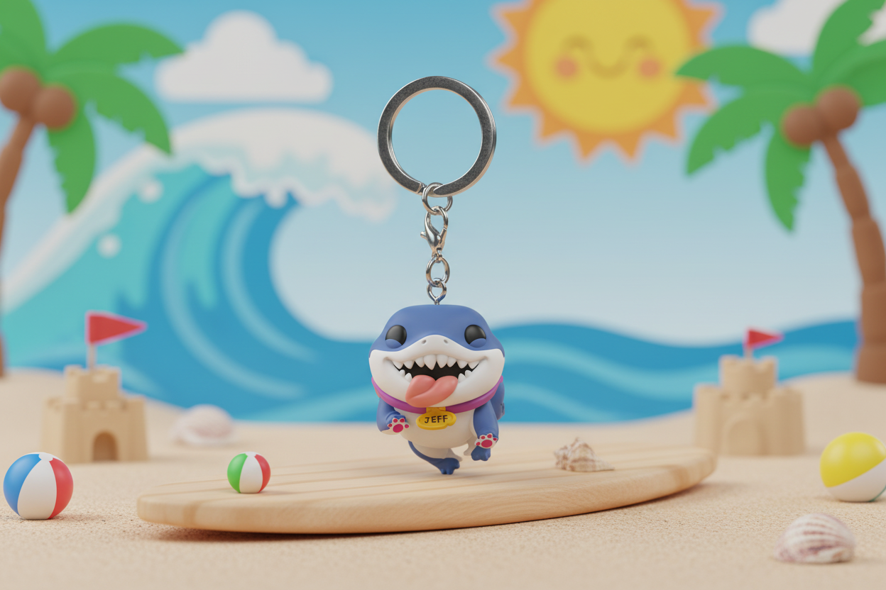 Funko Pop! Keychain Jeff le Requin Terrestre (Marvel Rivals)