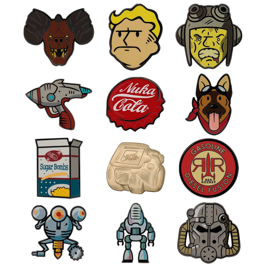 Display de 12 blind boxes Fallout - pin’s mystère - ensemble des pin’s