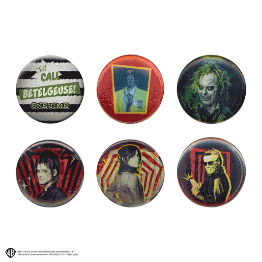 6er Set Lentikular-Buttons Beetlejuice