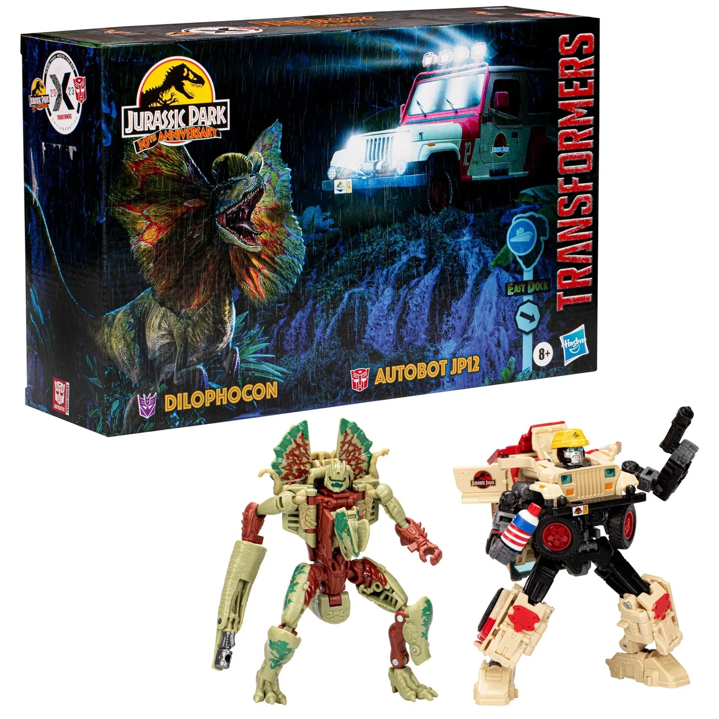 Transformers Collaborative Jurassic Park x Transformers Dilophocon and Autobot JP12