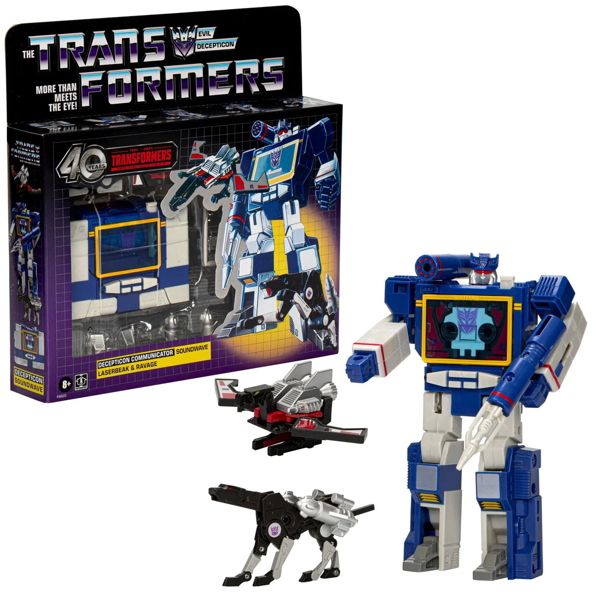 Transformers Retro G1 Soundwave, Laserbeak et Ravage (40e anniversaire) – vue produit 5