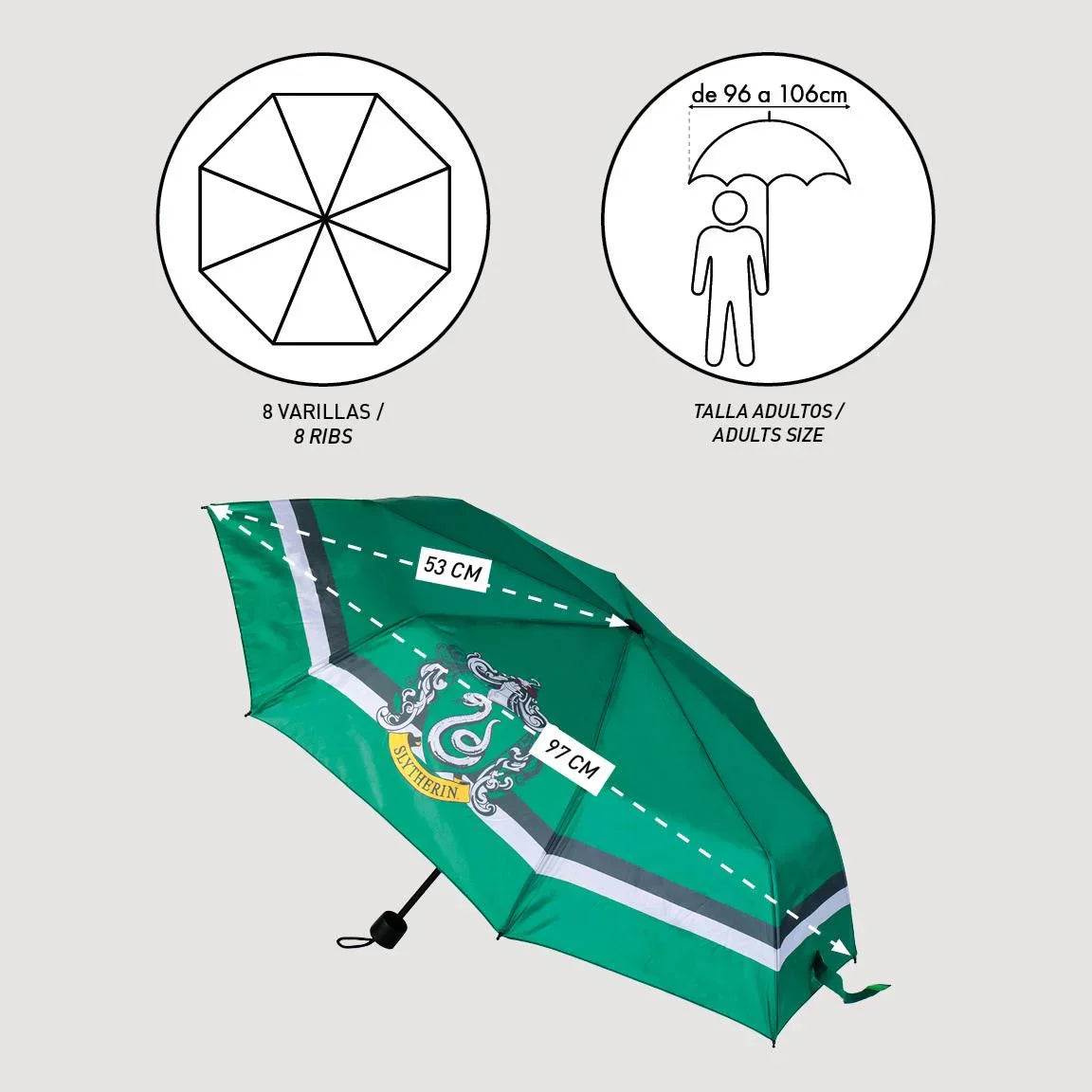 Harry Potter faltbarer Regenschirm – Slytherin