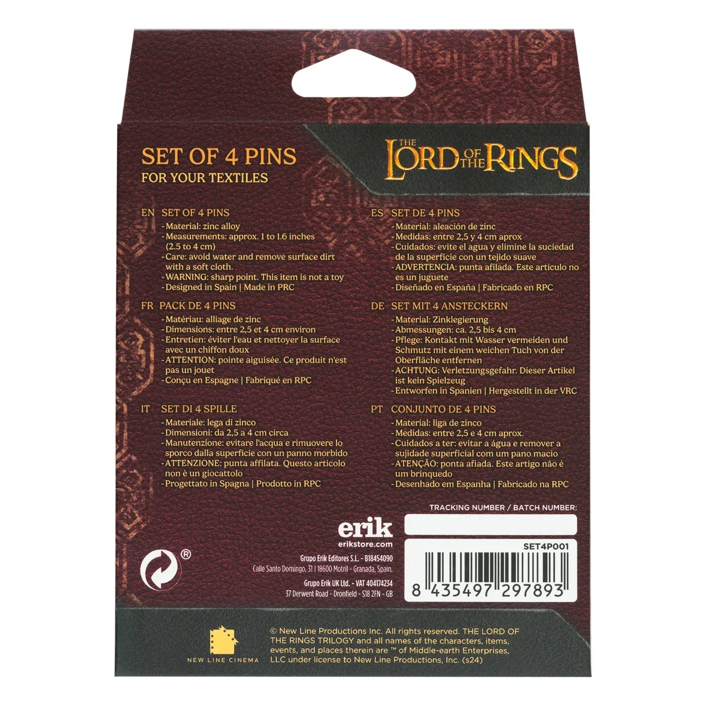 4er-Set Herr der Ringe-Anstecker