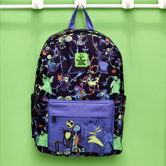 The Nightmare Before Christmas Backpack - Neon Glow All-Over Print Nylon