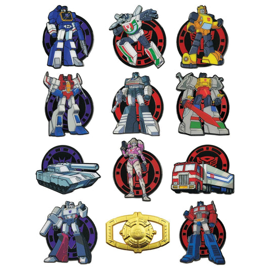 Display de 12 blind boxes Transformers - pin’s mystère - ensemble des pin’s