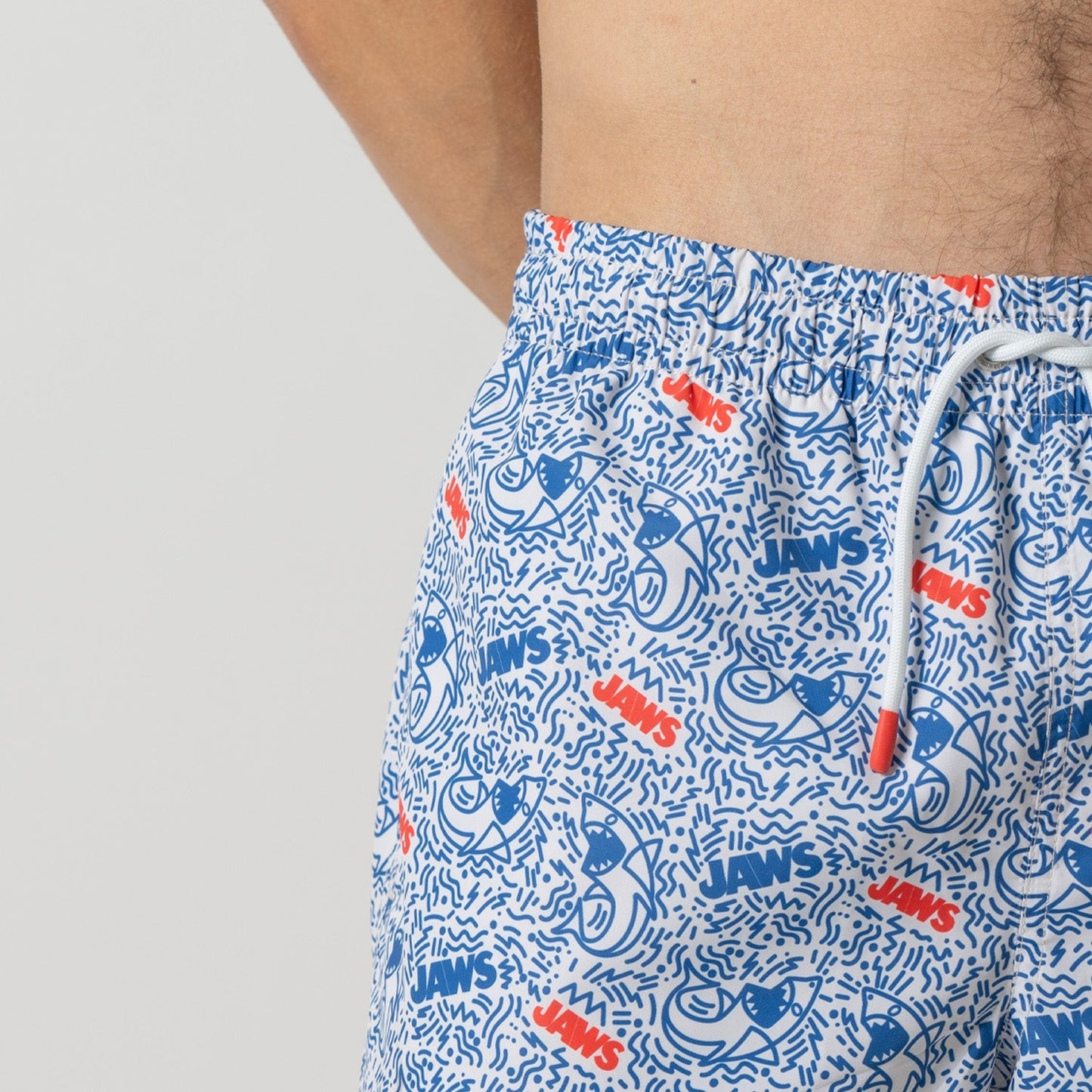 Jaws Swim Shorts - White Blue
