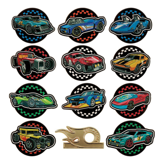 Display de 12 blind boxes Hot Wheels - pin’s mystère - ensemble des pin’s