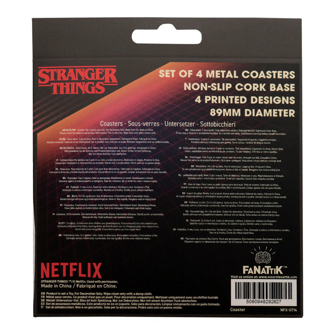 stranger things set of 4 coasters fanattik