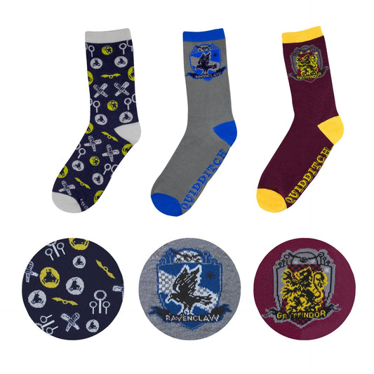 *Set aus 3 Quidditch-Socken mit goldenem Schnatz