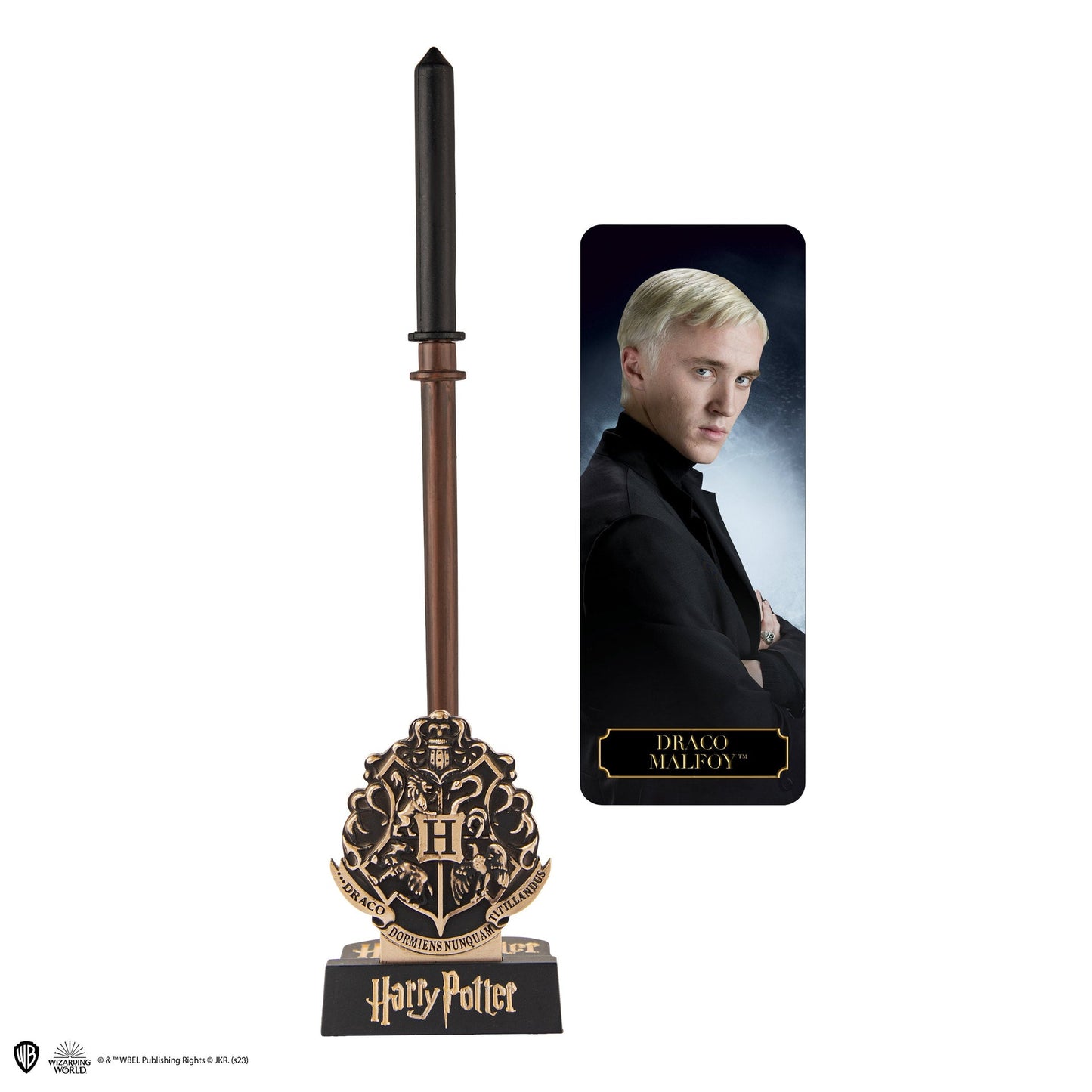 Stylo baguette avec socle & marque-page lenticulaire Drago Malefoy