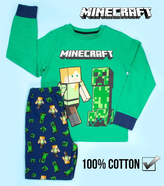 Minecraft Schlafanzug – grün & blau