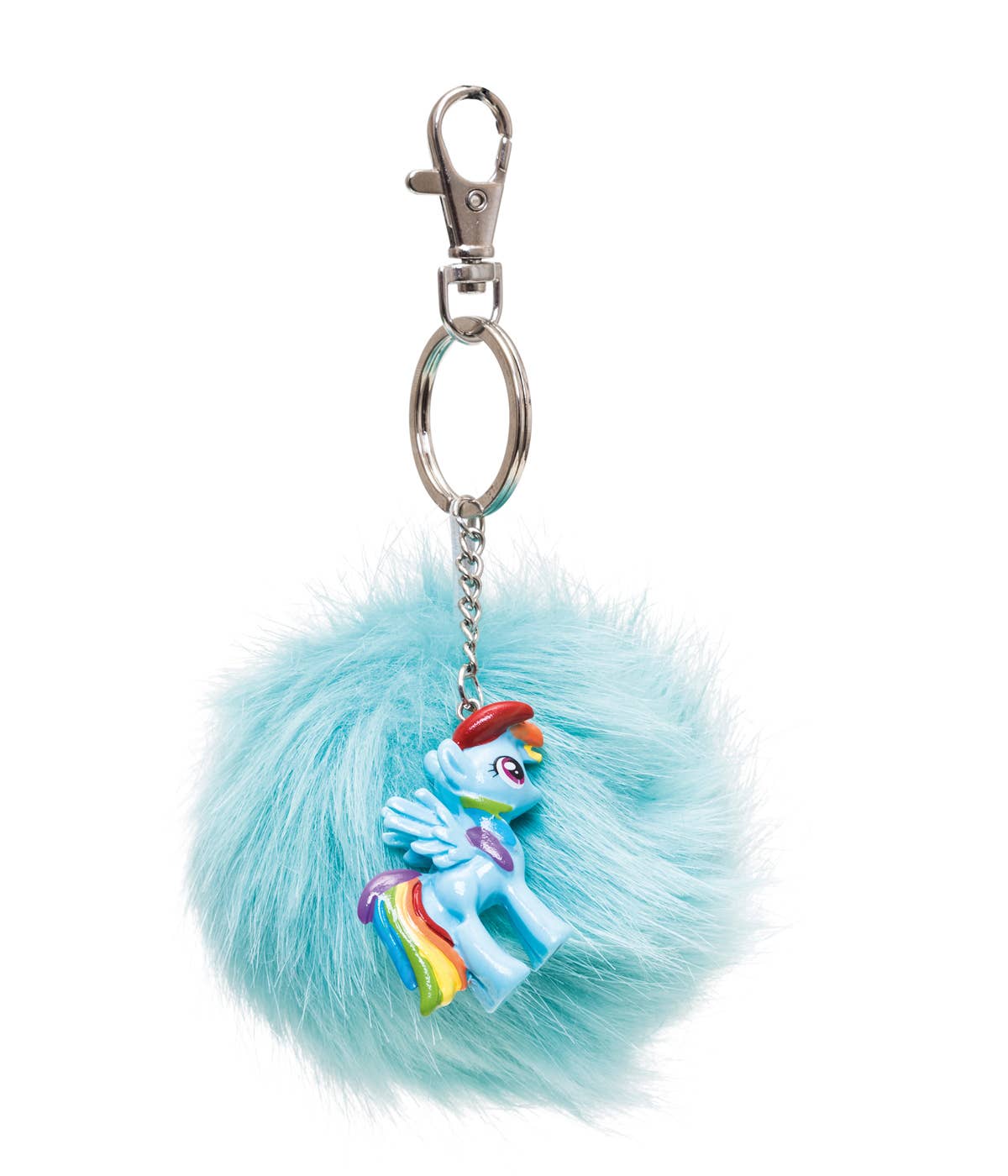 RAINBOW DASH PORTE-CLÉS AVEC PENDENTIF EN FOURRURE ET FIGURINE EN 3D