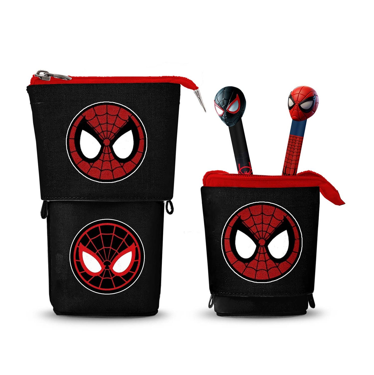 Niedliches Stifteetui + 2 radierbare Marvel Spider-Man Gelstifte „Peter“