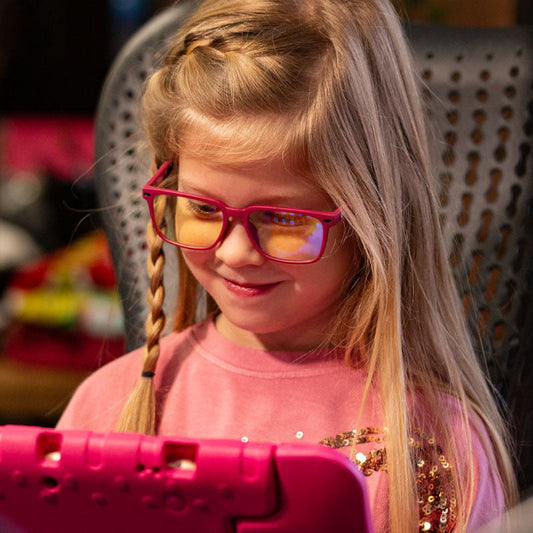 Numskull eSports Kids Gaming-Brille mit Blaulichtfilter, Rosa/Blau