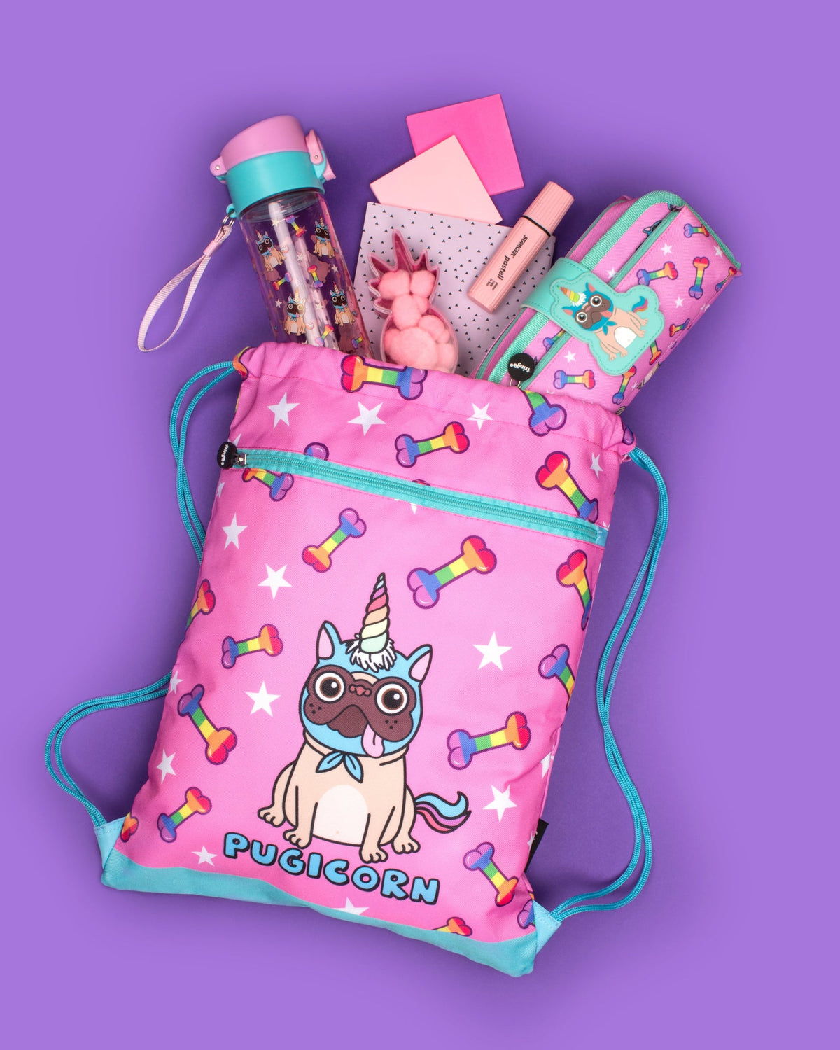 Silicone Patch Pugicorn Pencil Case
