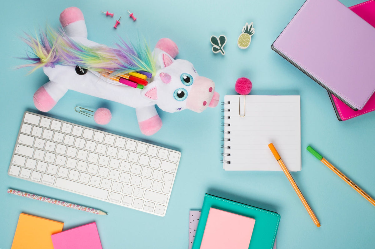 Federmäppchen Plüsch Einhorn weiß Regenbogen