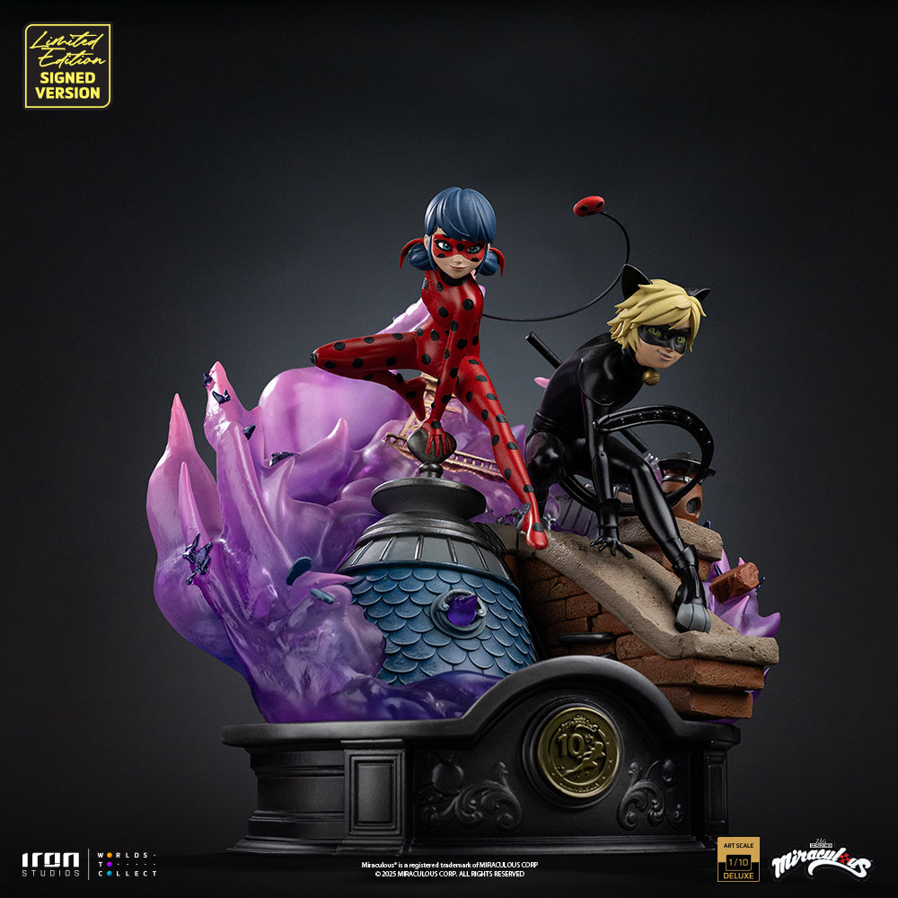 Ladybug and Cat Noir Statue - Miraculous 10th Anniversary Signed Edition - Deluxe Art Scale 1/10