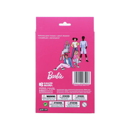 Pack Mix de Stylo Gel Effaçable + Crayon Éternel + 4 Gommes + Taille-crayon Barbie
