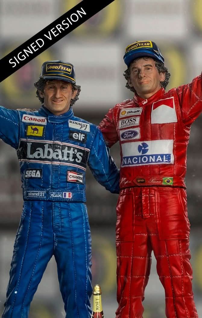 Statue Ayrton Senna und Alain Prost Deluxe Signed by Alain Prost Version - The Last Podium - Art Scale 1/10