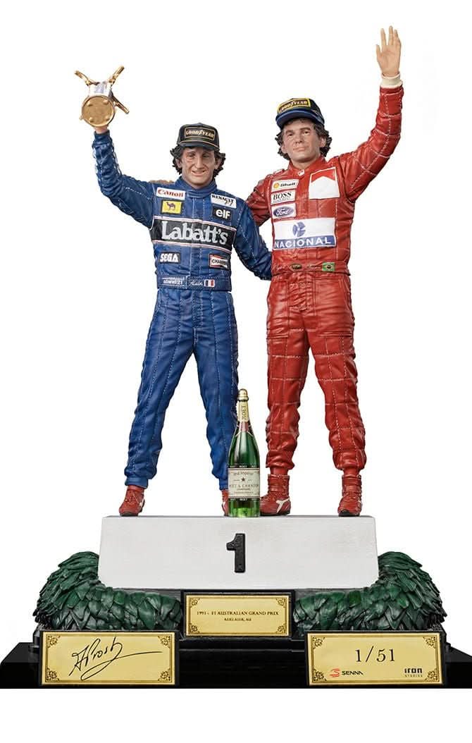 Statue Ayrton Senna und Alain Prost Deluxe Signed by Alain Prost Version - The Last Podium - Art Scale 1/10
