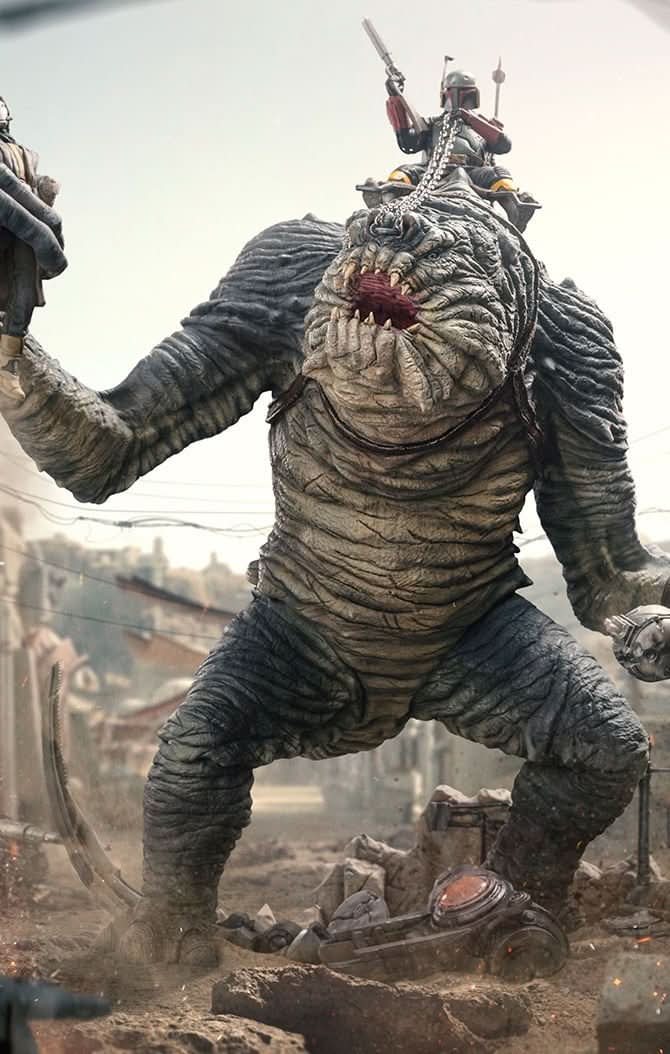 Boba Fett and Rancor Statue - Star Wars: The Book of Boba Fett - Demi Art Scale 1/20