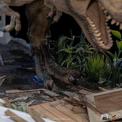 Statue T-Rex Attack Donald Gennaro - Jurassic Park - Demi Maßstab 1/20