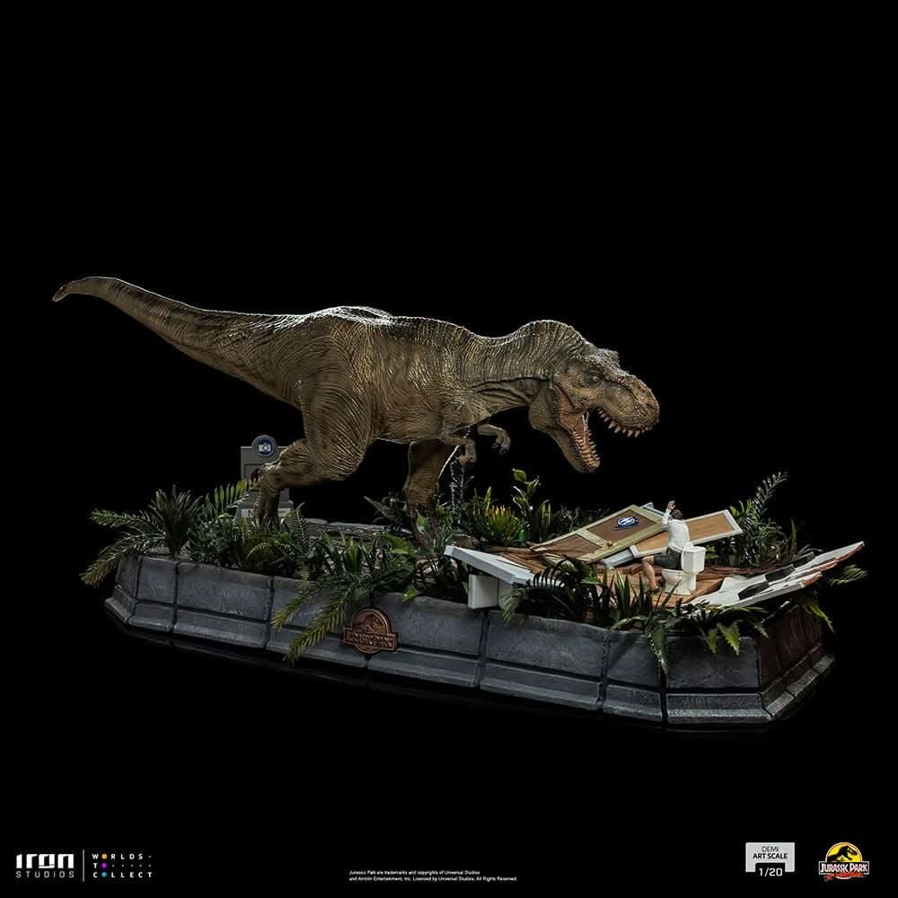 Statue T-Rex Attack Donald Gennaro - Jurassic Park - Demi Maßstab 1/20