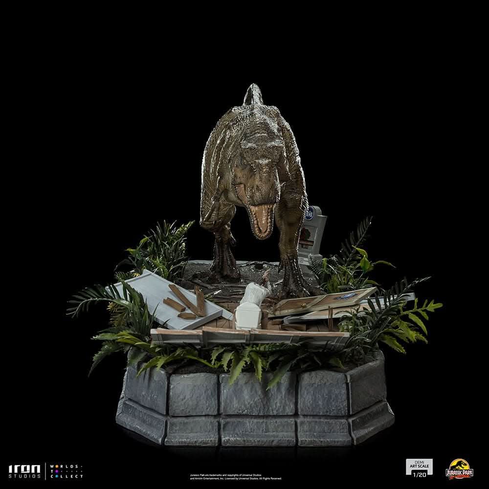 Statue T-Rex Attack Donald Gennaro - Jurassic Park - Demi Maßstab 1/20