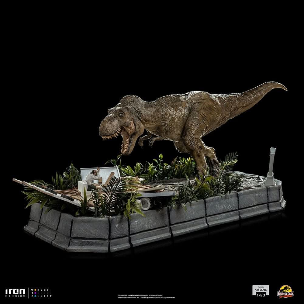 Statue T-Rex Attack Donald Gennaro - Jurassic Park - Demi Maßstab 1/20