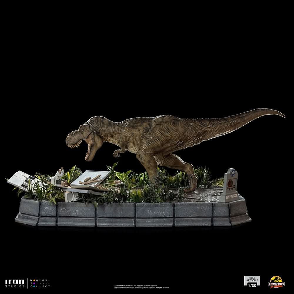 Statue T-Rex Attack Donald Gennaro - Jurassic Park - Demi Maßstab 1/20