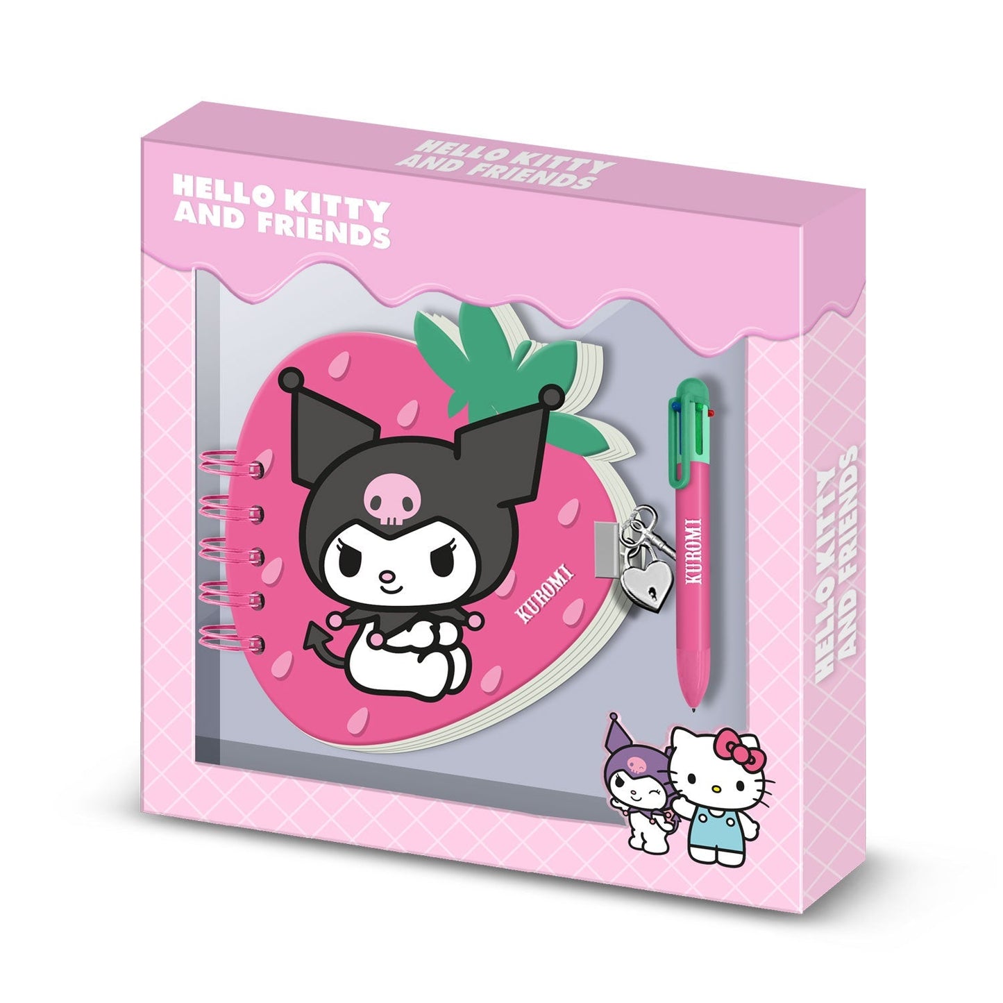 Coffret Journal + Stylo 6 Couleurs Hello Kitty « Kuromi Strawberry »