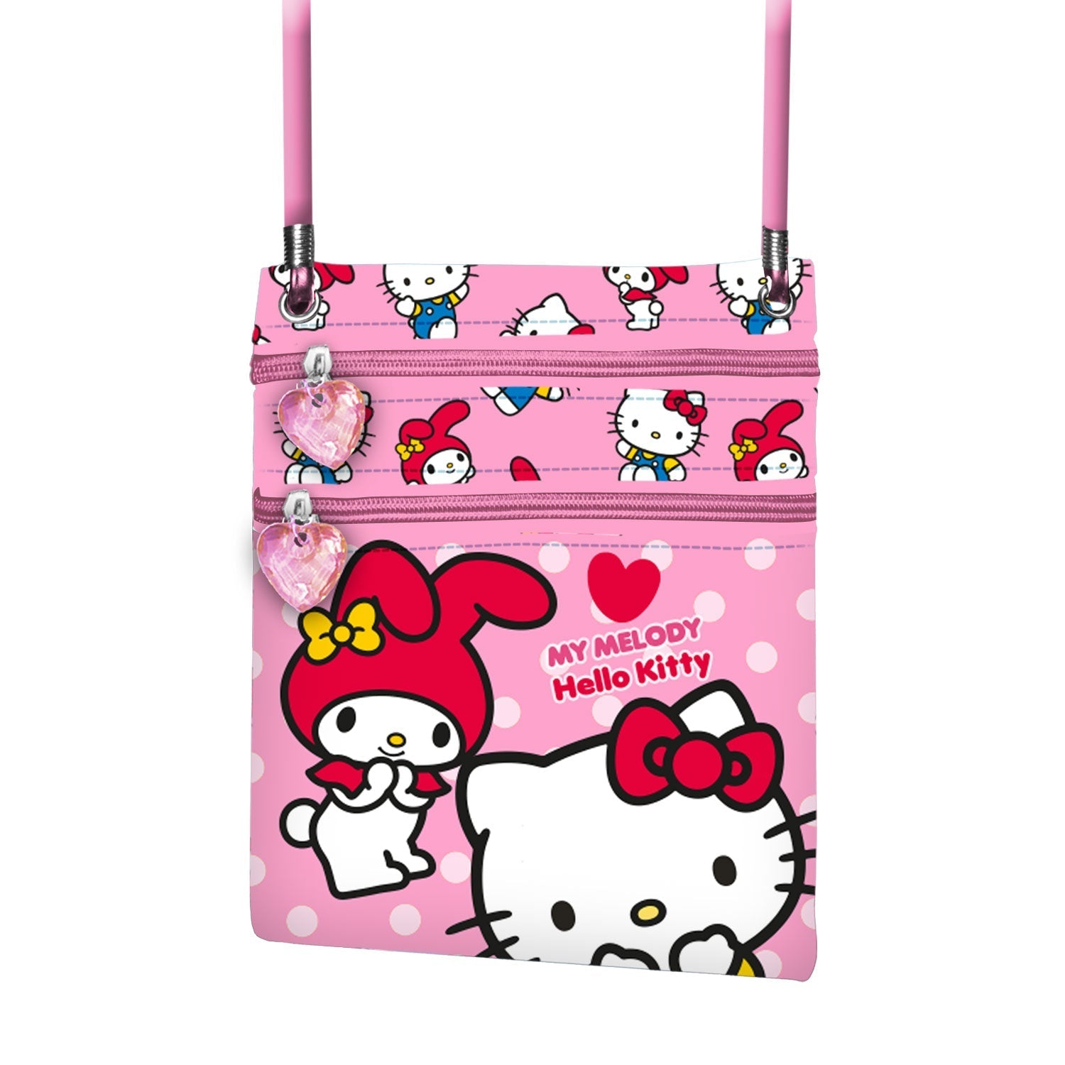 Sac à Bandoulière Action Vertical Hello Kitty « Lovely » – Rose