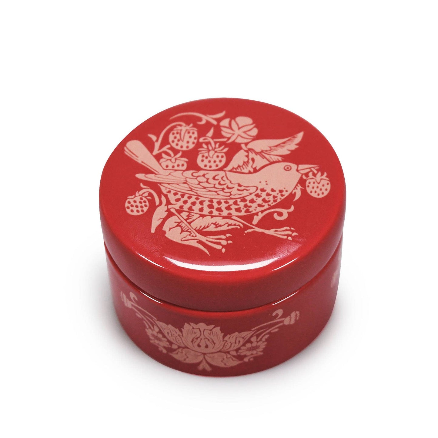 William Morris Ceramic Jewelry Box - Strawberry Thief Raspberry