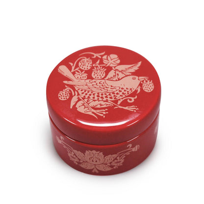 William Morris Ceramic Jewelry Box - Strawberry Thief Raspberry