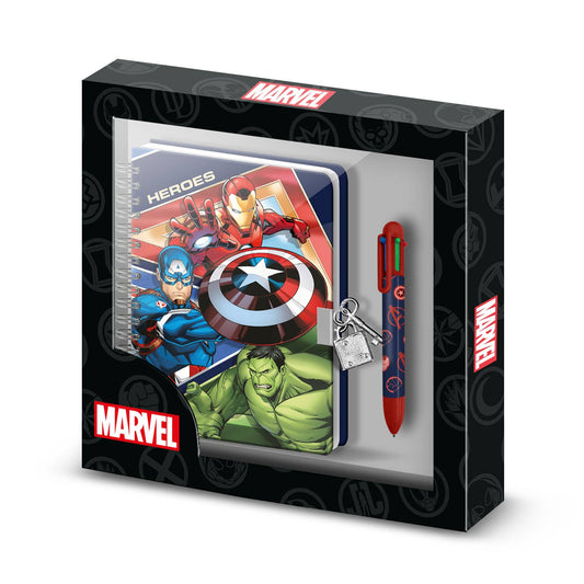 Marvel Avengers A5 Tagebuch Battle-Pack + 6-Farben-Stift