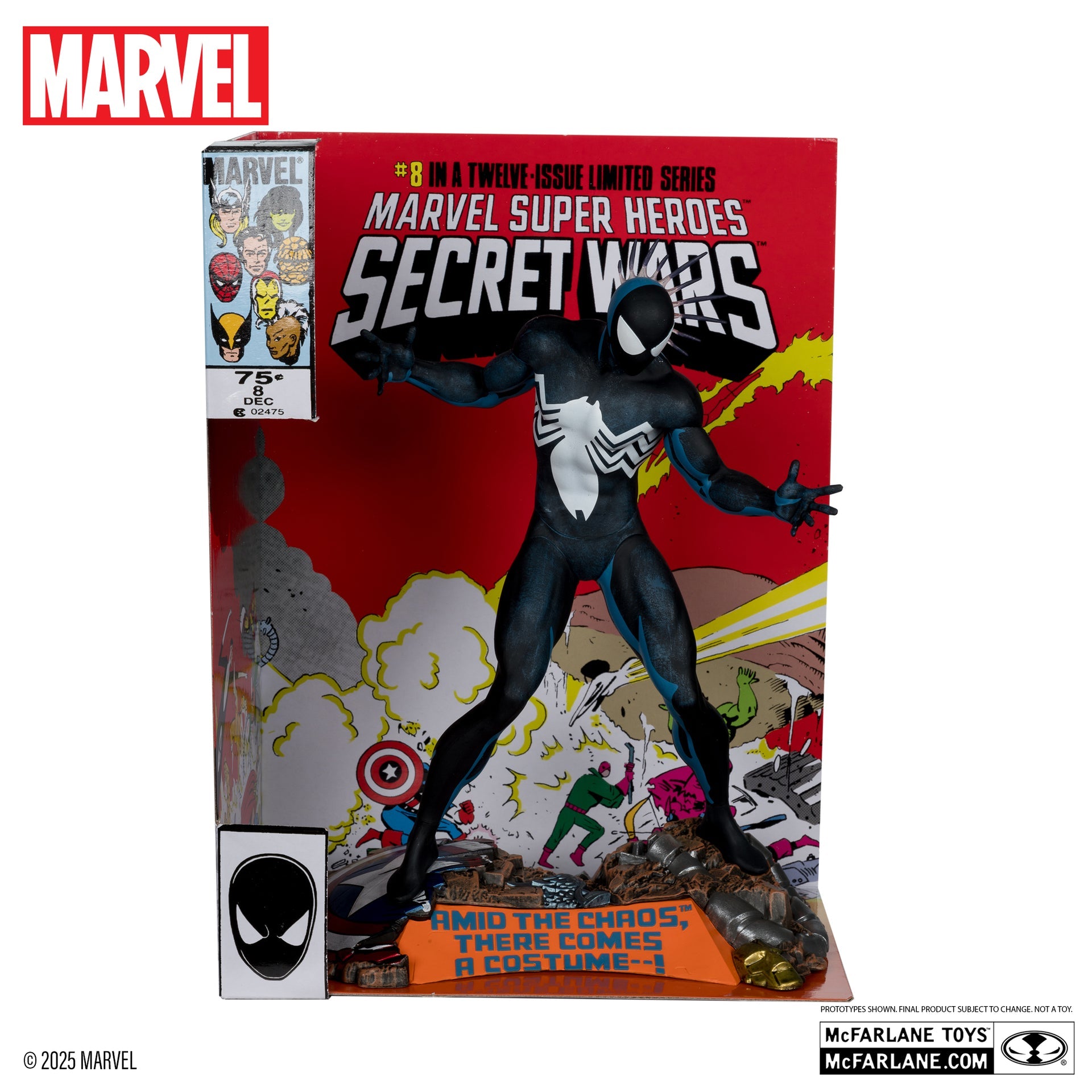 spider man 1 6th scale collectible with scene comic marvel super heroes secret wars 8 mcfarlane toys