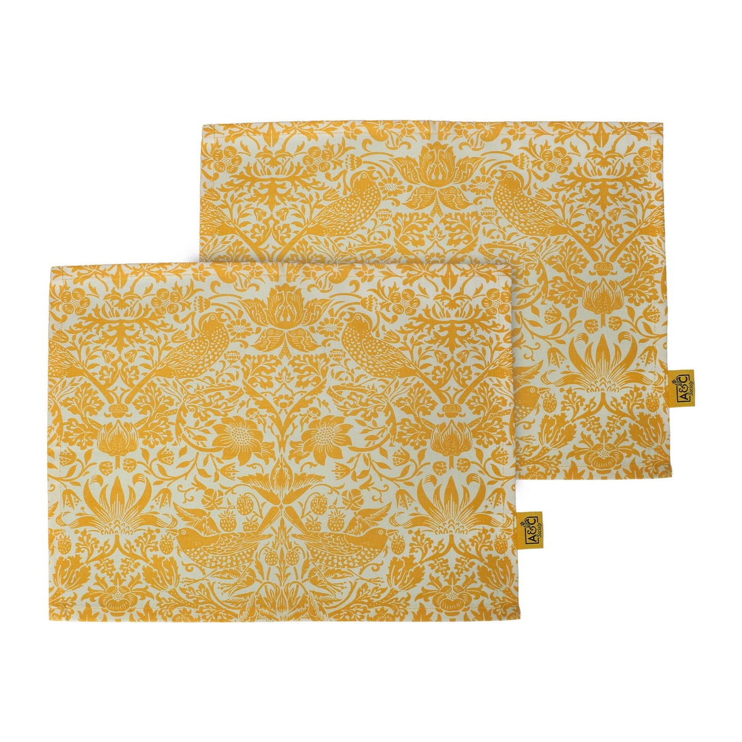 Platzsets und Servietten aus recycelter Baumwolle William Morris – gelb
