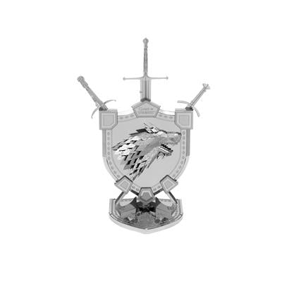 MetalEarth: ICONX - GAME OF THRONES / HOUSE STARK SIGIL 8.6x5.7x11.7cm, maquette 3D en métal avec 1 feuille, sur carte, 14+