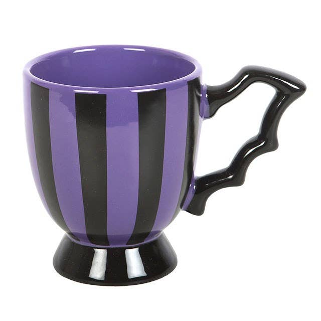 Tasse à Thé Rayée Violet & Noir – Anse Aile de Chauve-Souris
