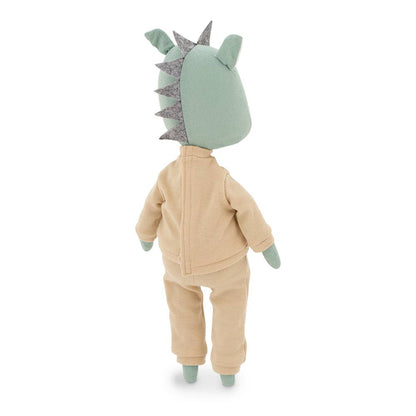 Peluche Andy le Dragon : Ensemble Tenue Beige et Queue de Sirène - 29 cm