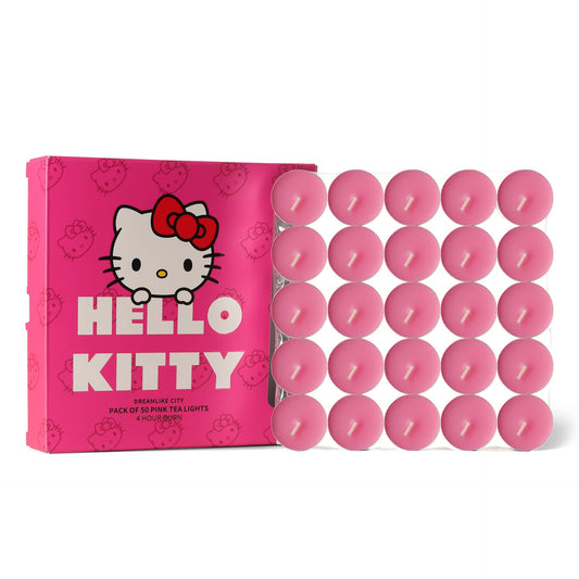 Bougies chauffe-plat roses Hello Kitty, paquet de 50, parfum Ville de rêve