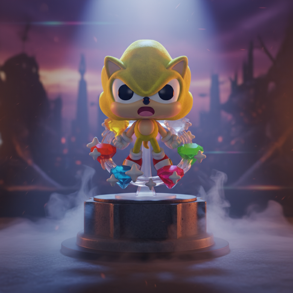Pop! Plus Super Sonic with Emeralds (Flocked)