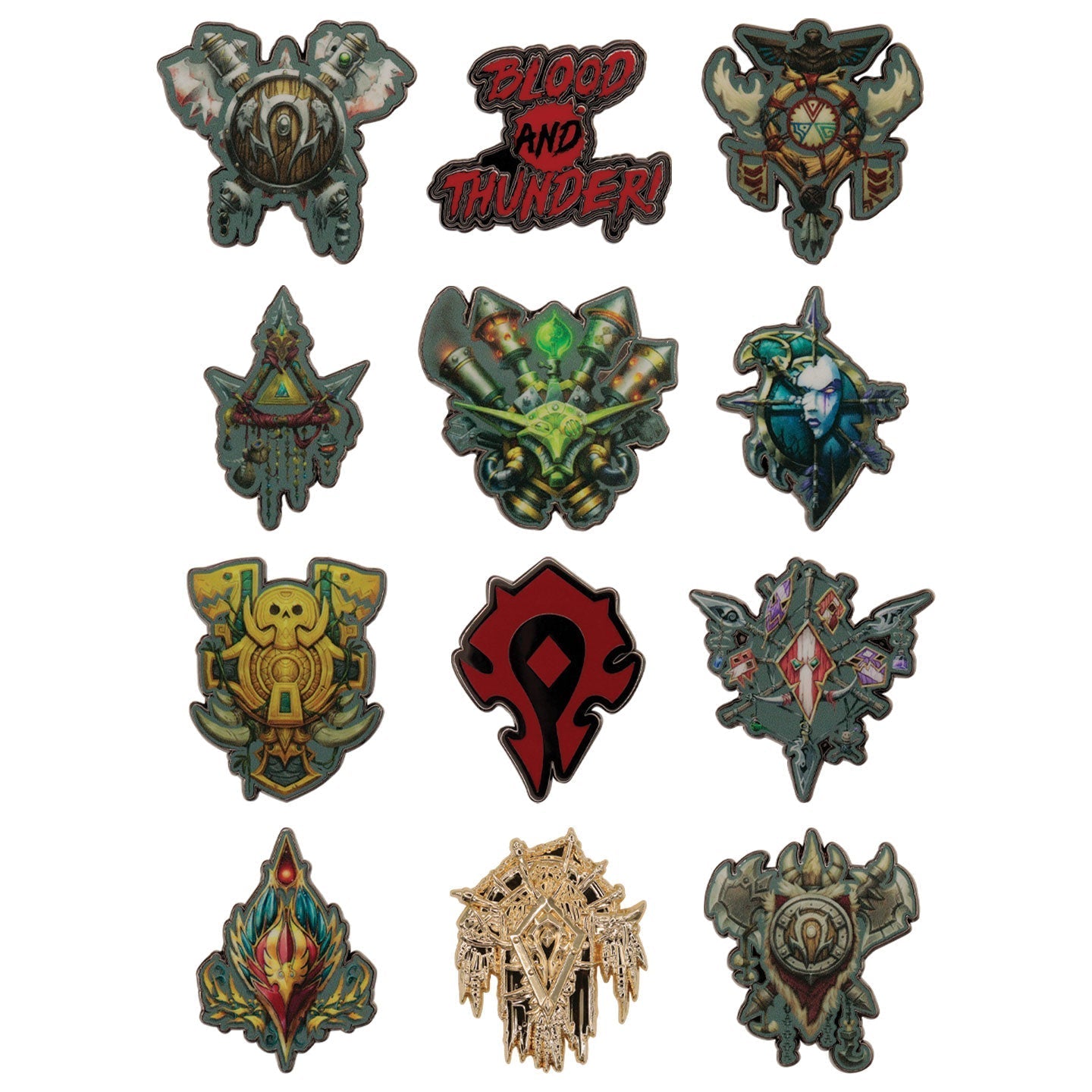 Display de 12 blind boxes World of Warcraft - Horde Mystery Pin Badge CDU featuring