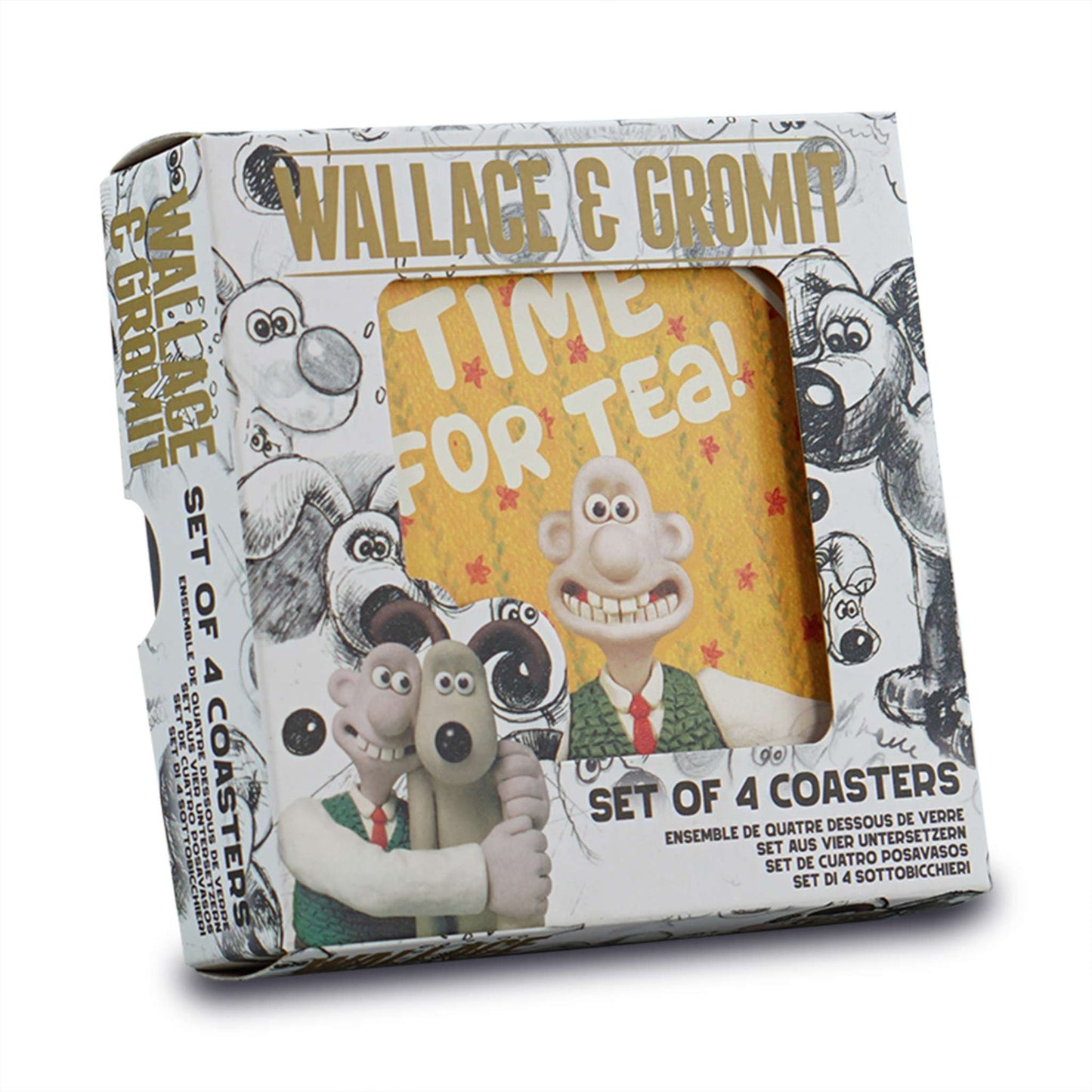 Lot de 4 sous-verres en céramique Wallace & Gromit
