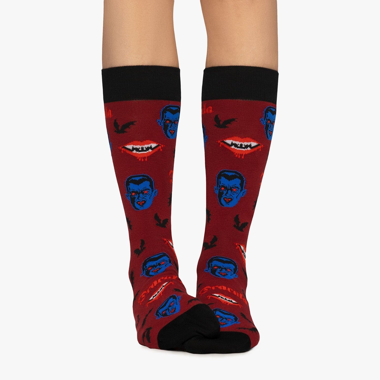 Chaussettes Dracula et Chauve-souris - Rouge Foncé