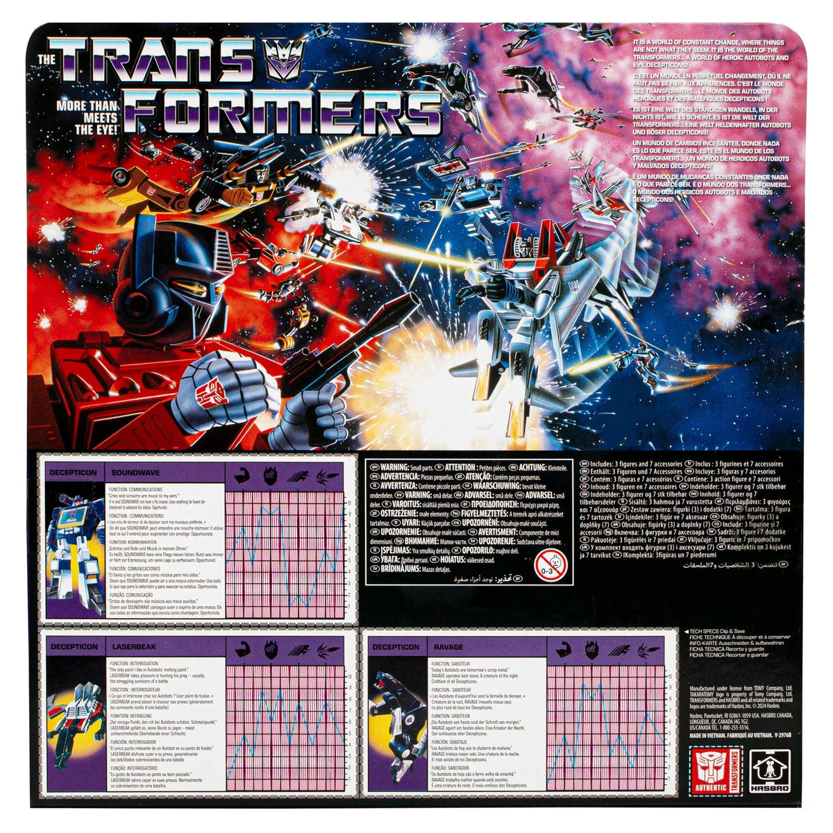 Transformers Retro G1 Soundwave, Laserbeak et Ravage (40e anniversaire) – vue produit 4