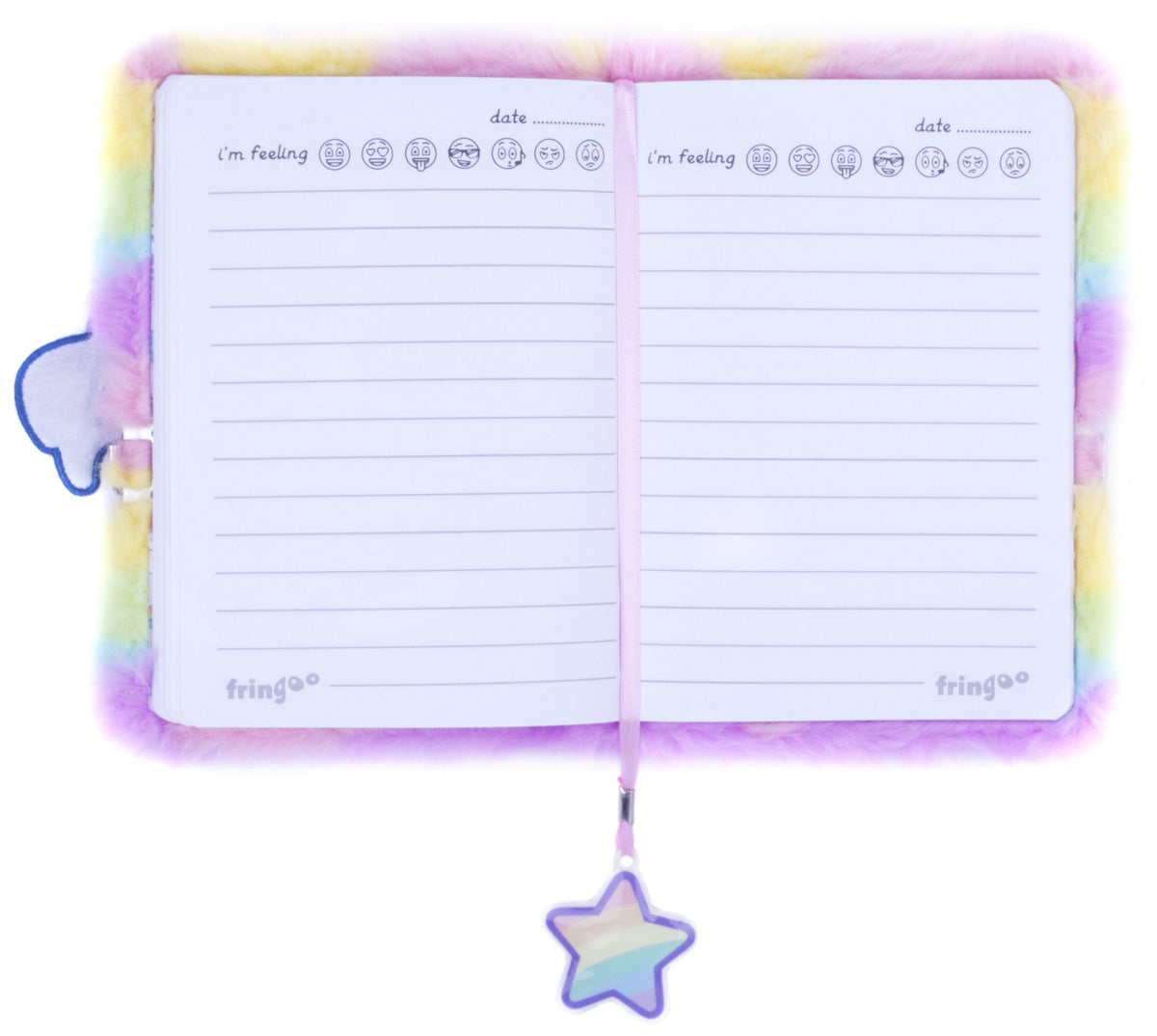 Carnet en peluche – licorne arc-en-ciel